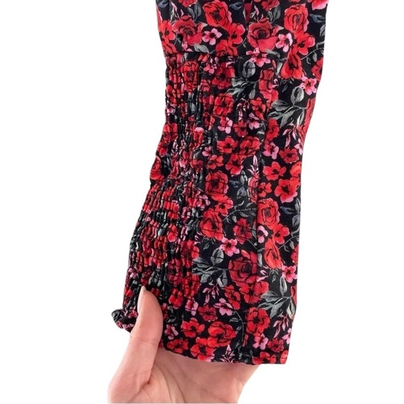 NWOT Zara Multicolor Floral Print Cropped Puffed 3/4 Sleeves Top Size S - Picture 4 of 7